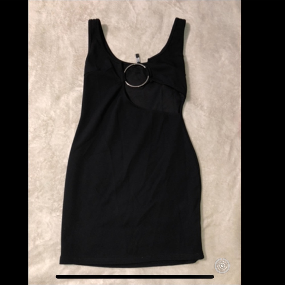 Black mini dress with front cut out